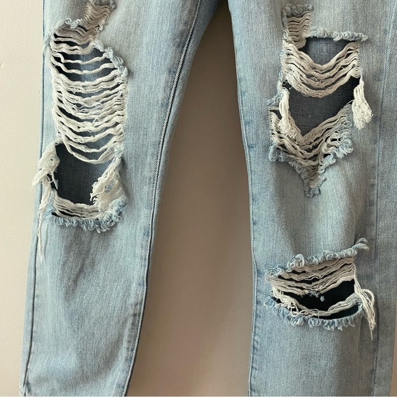 JBD Just Black Denim High Rise Ripped Straight Leg Ankle Jeans LightWash Size 25 - Picture 3 of 7